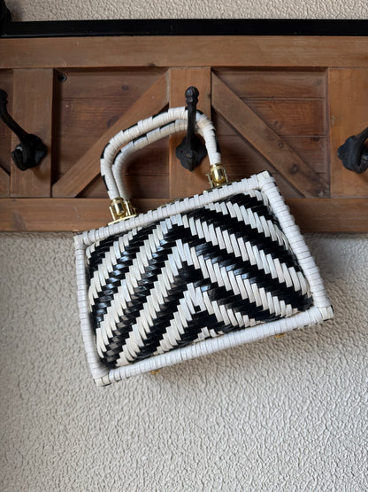 Black and White weaved handbag