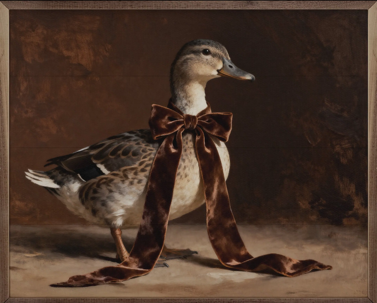 Brown bow duck print