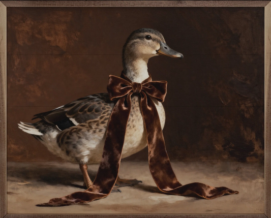 Brown bow duck print