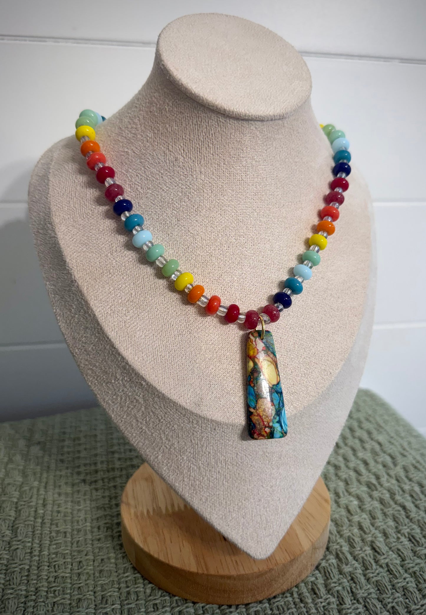 Colorful Coast + Stone / Beaded Necklace