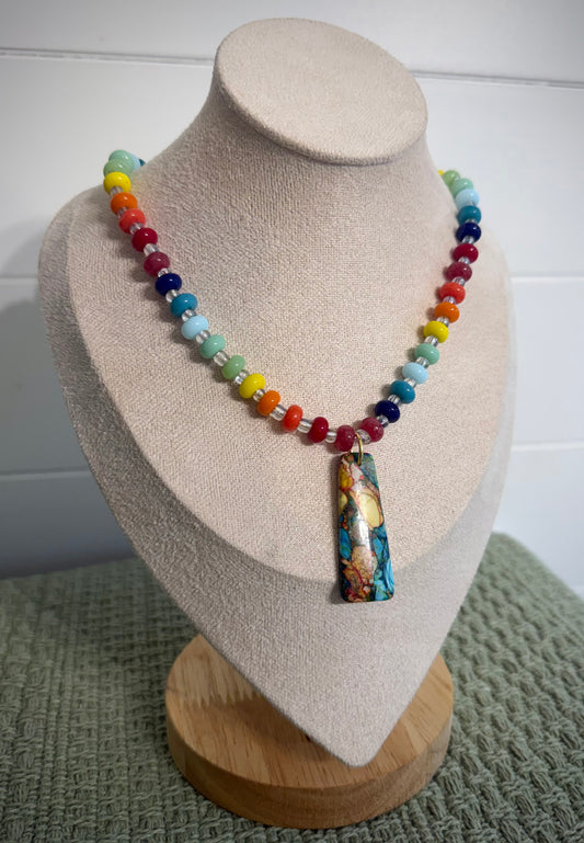 Colorful Coast + Stone / Beaded Necklace