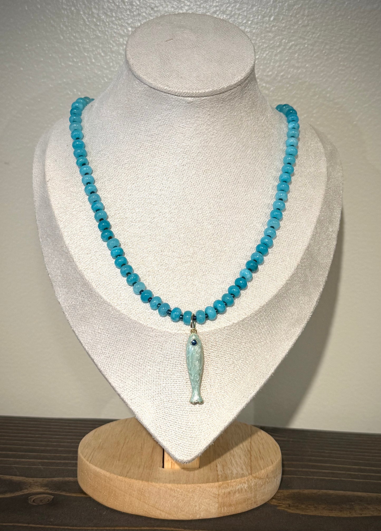 Carribean Waters + Fish / Beaded Necklace