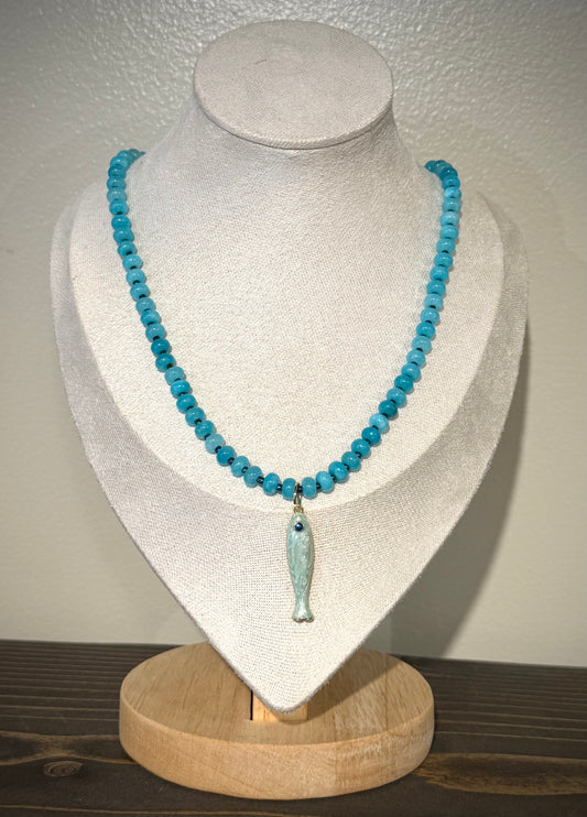 Carribean Waters + Fish / Beaded Necklace