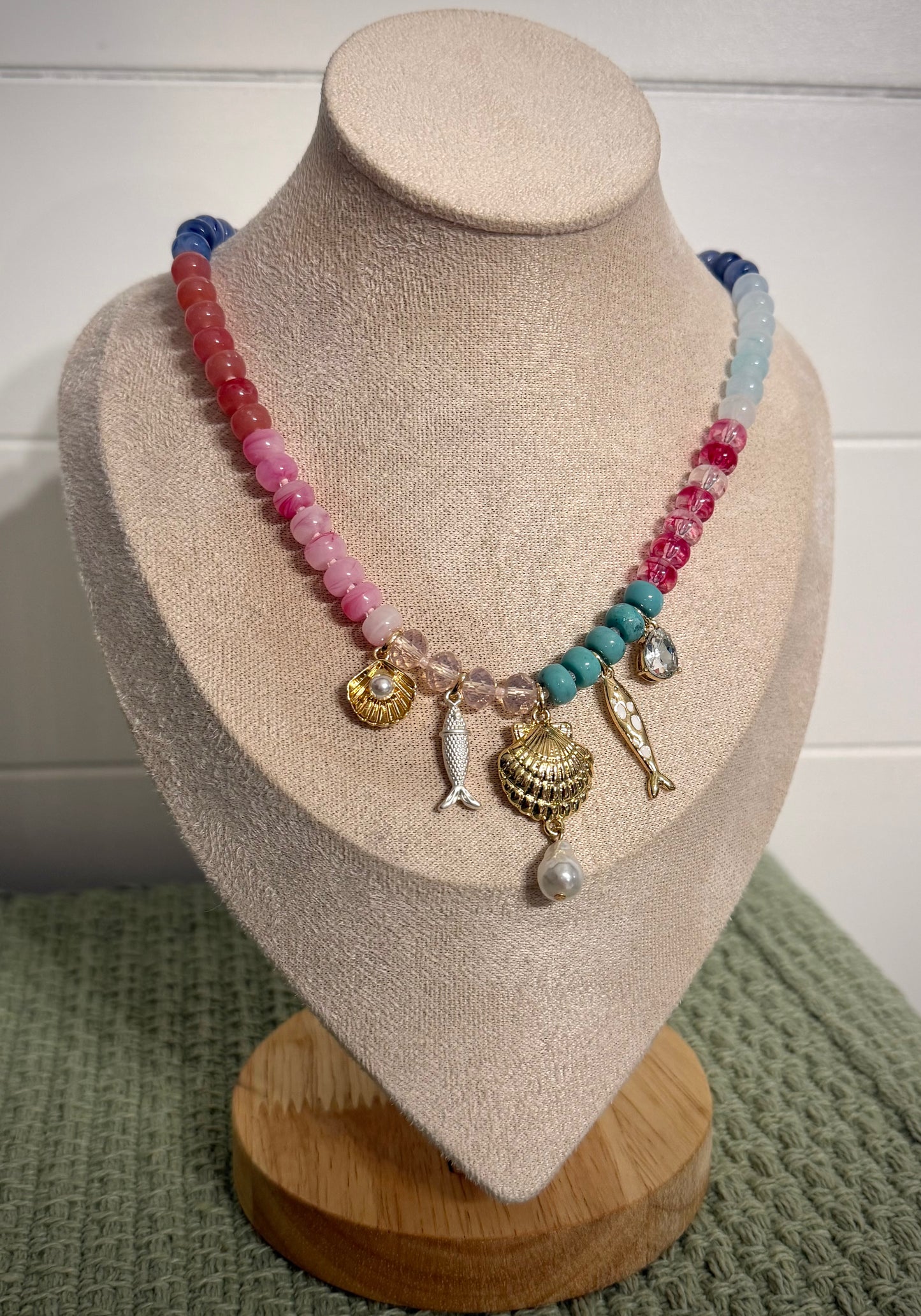 Tropical Beach / Beaded Charm Necklace