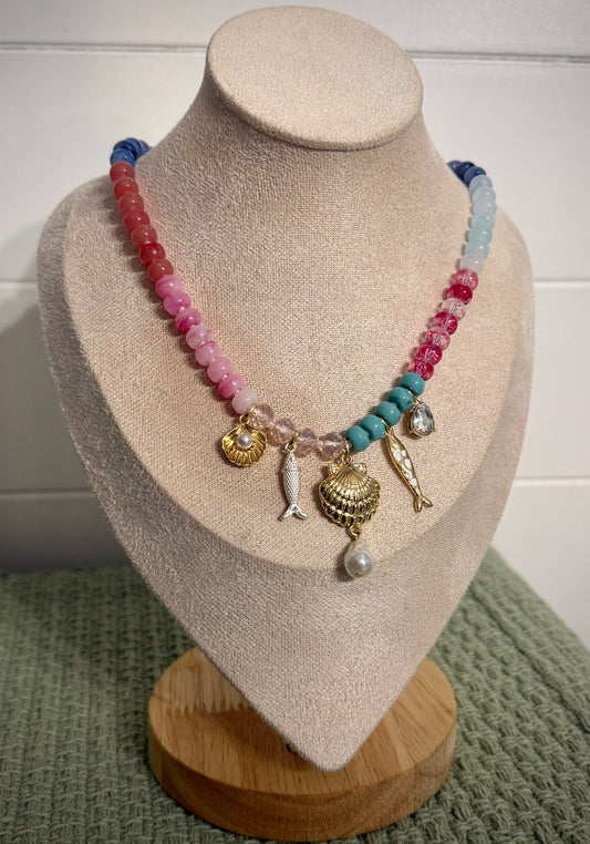 Tropical Beach / Beaded Charm Necklace