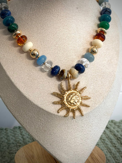 Chunky Beaded Necklace / Sun