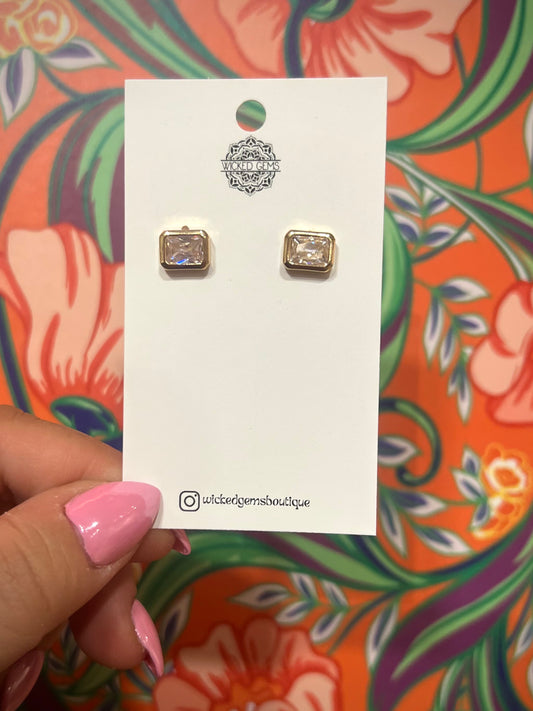 Rectangle CZ Stud