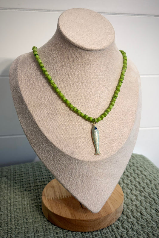 Key Lime+ Fish / Beaded Necklace