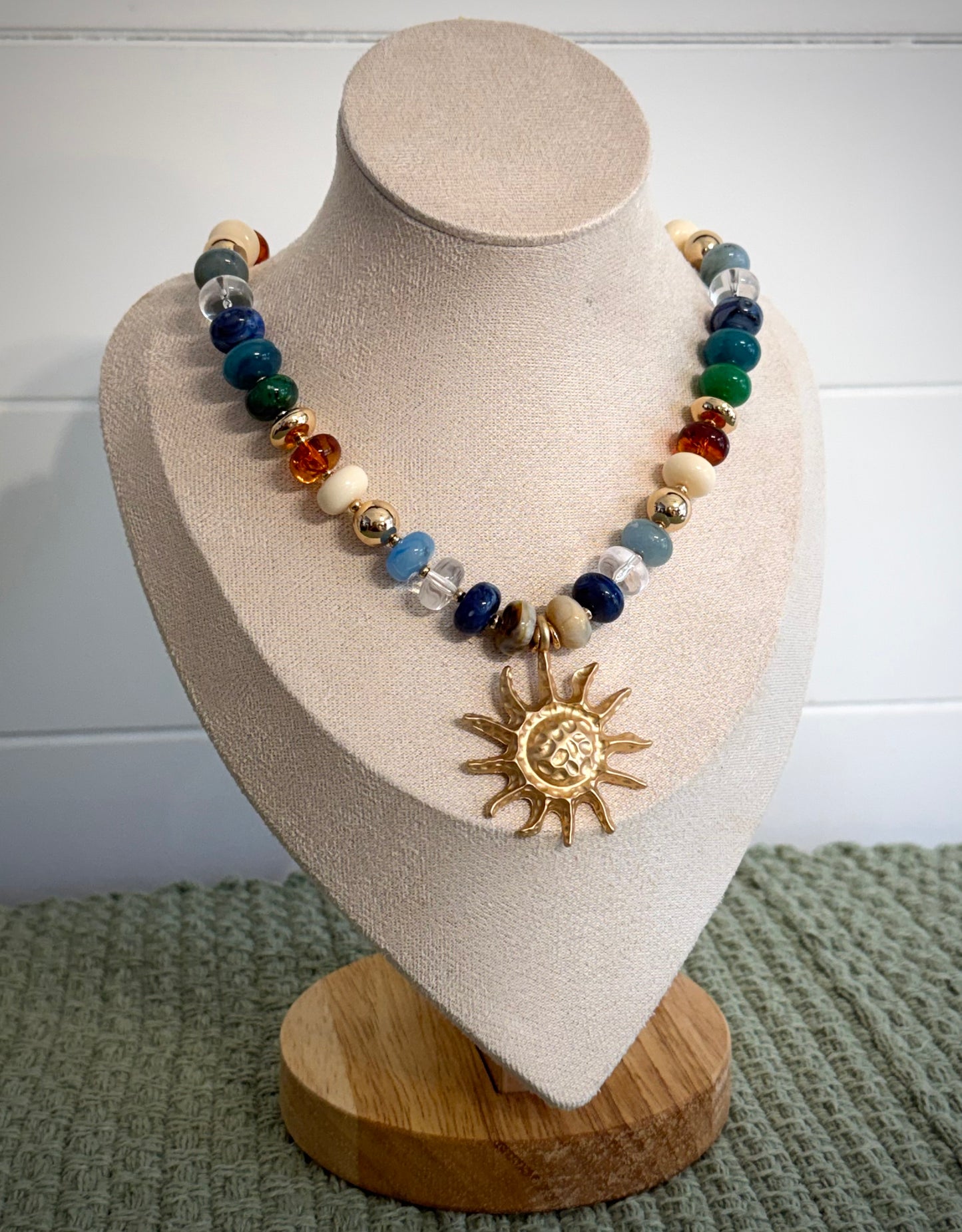 Chunky Beaded Necklace / Sun
