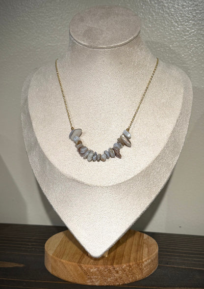Moon Chip Beads + Chain / Beaded Necklace