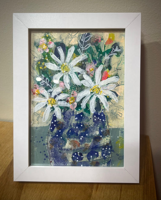 Framed Daisy / Mixed Media