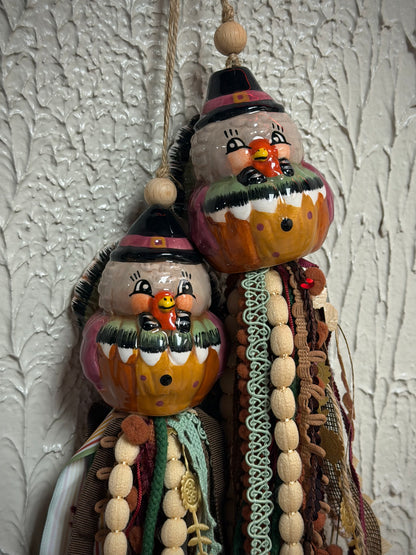 Giggly Gobble / salt and pepper tassel