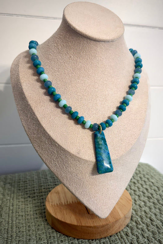 Blue Lagoon +Stone/ Beaded Necklace