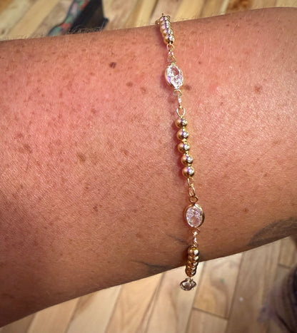 CZ Beaded / Adjustable Bracelet