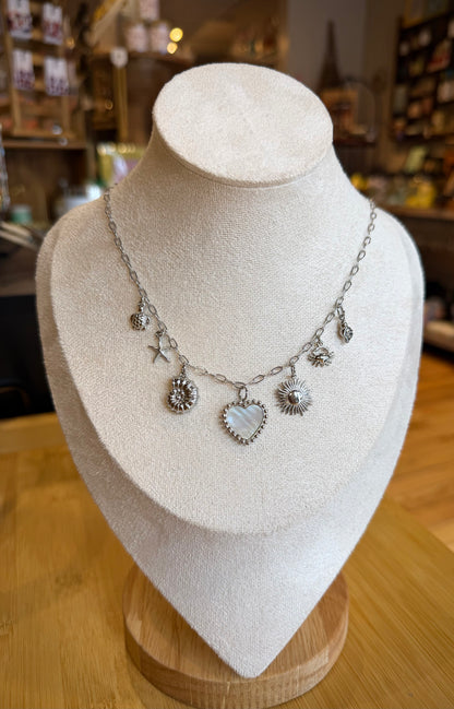 Silver Beachy Babe / Charm Necklace