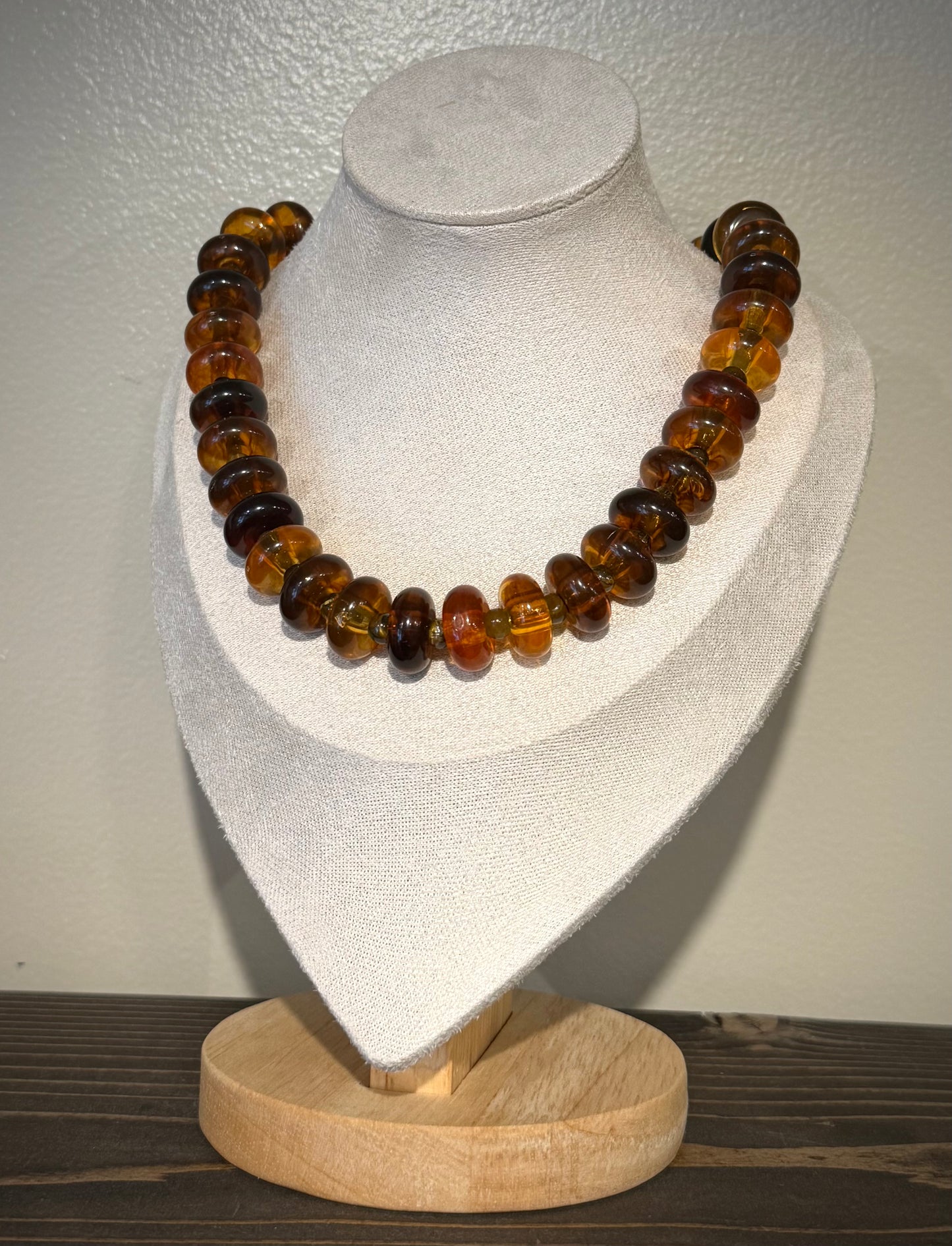 Brown Tortoise + Tigers Eye / Chunky Beaded Necklace