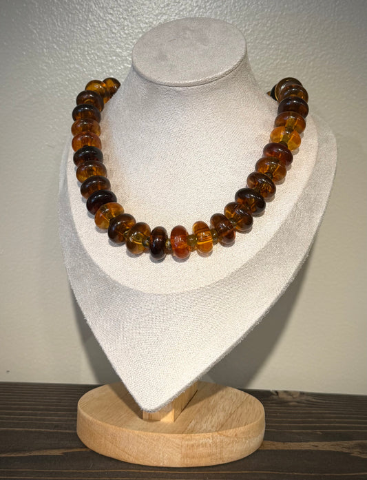 Brown Tortoise + Tigers Eye / Chunky Beaded Necklace