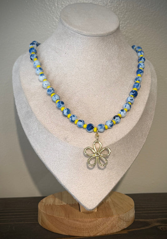 Coastal Sorbet + Flower / Beaded Necklace