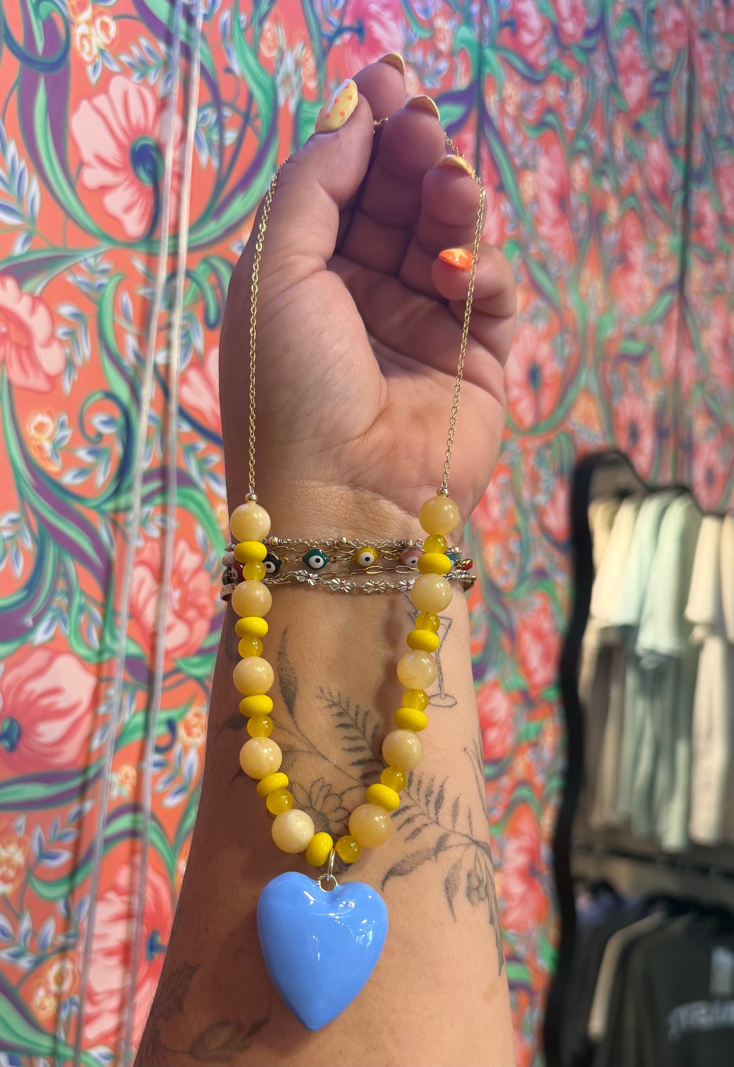 Blueberry Lemonade / Beaded + Chain Necklace