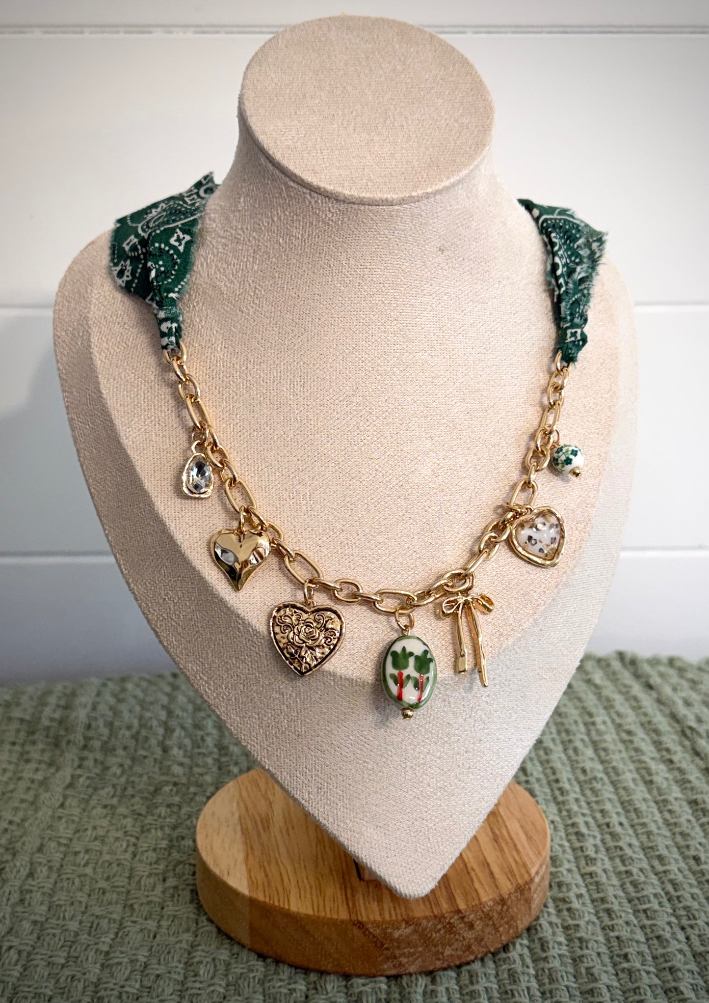 Scarf Charm Necklace / Spring Green