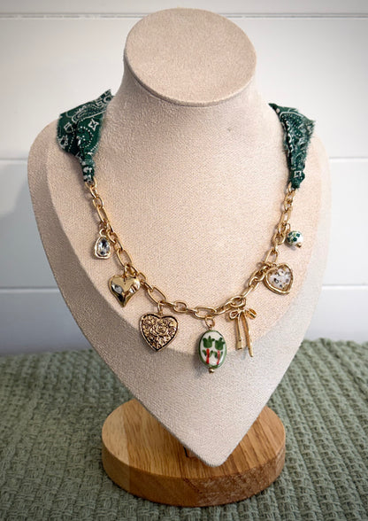 Scarf Charm Necklace / Spring Green