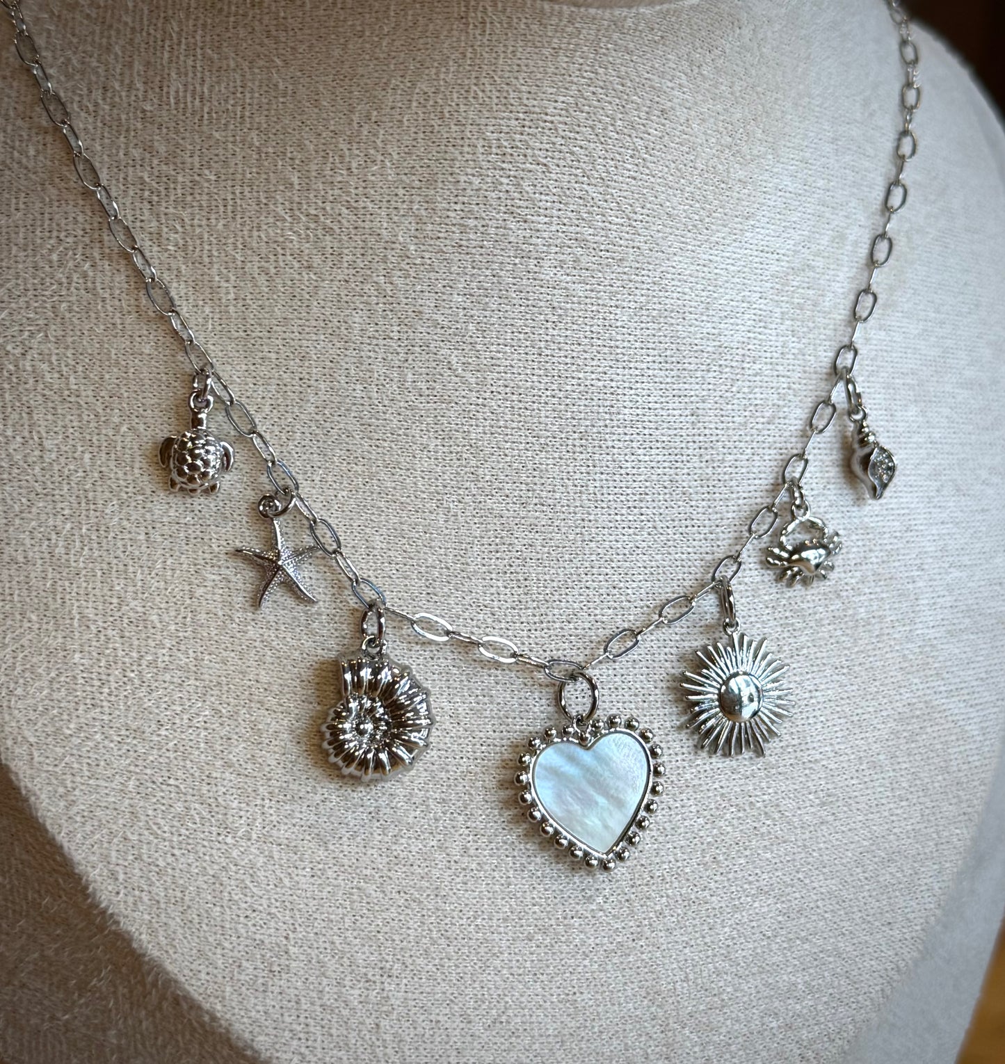 Silver Beachy Babe / Charm Necklace