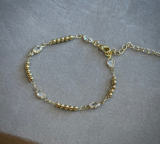 CZ Beaded / Adjustable Bracelet