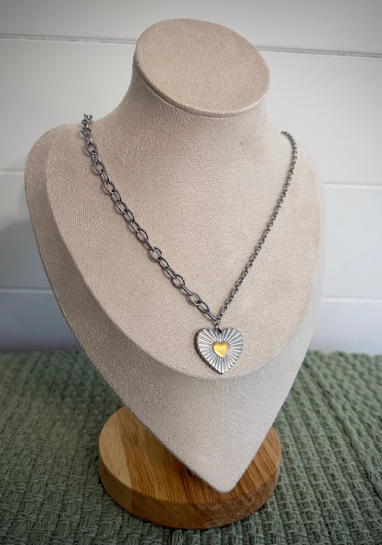 Two Tone Heart Necklace