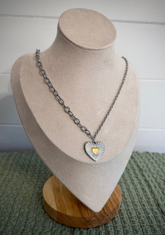 Two Tone Heart Necklace
