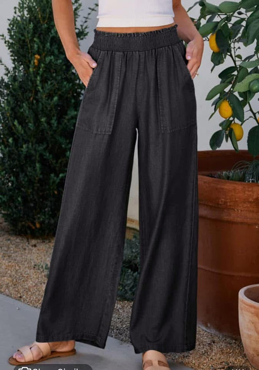 Slouchy Palazzo Pants / Black