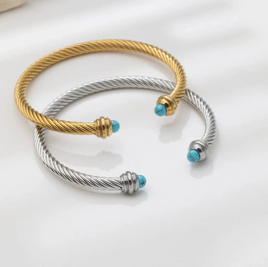 Twisted Bangle + Turquoise