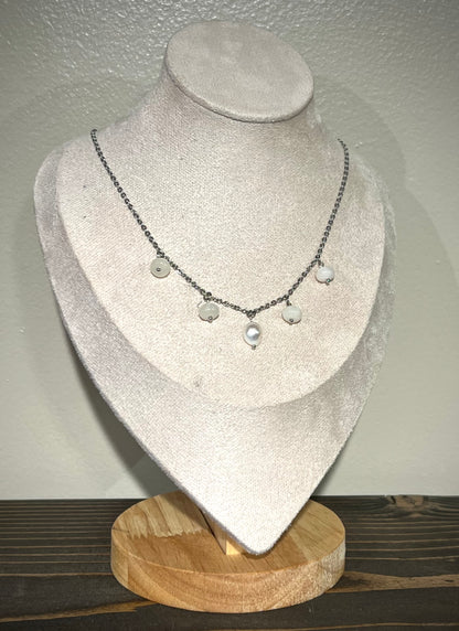 Beaded Charm Necklace / freshwater pearl & jade