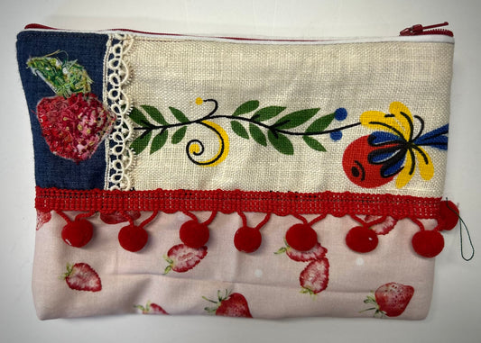 Muted Strawberry Zipper Pouch