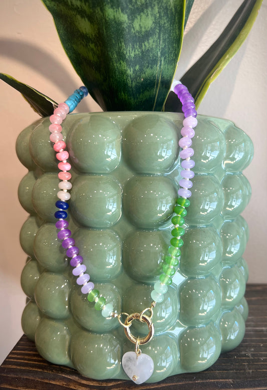 Multi 1 / "Candy" Stone Necklace w/ charm