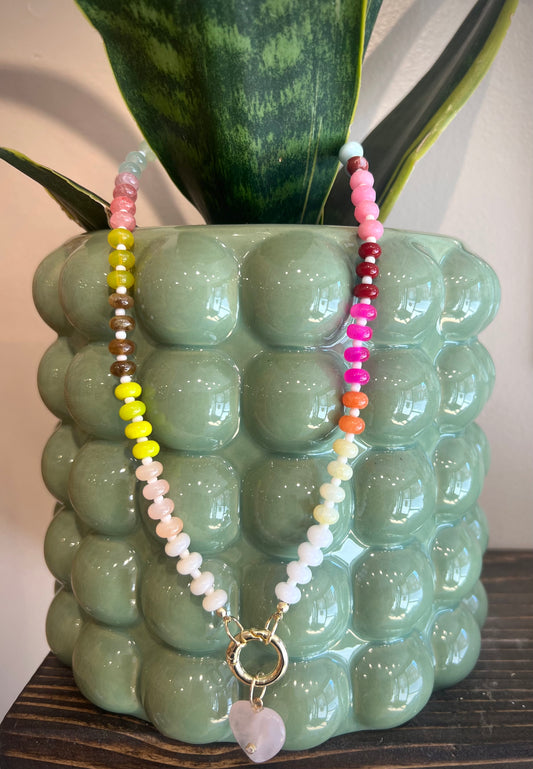 Multi 2 / "Candy" Stone Necklace w/ charm
