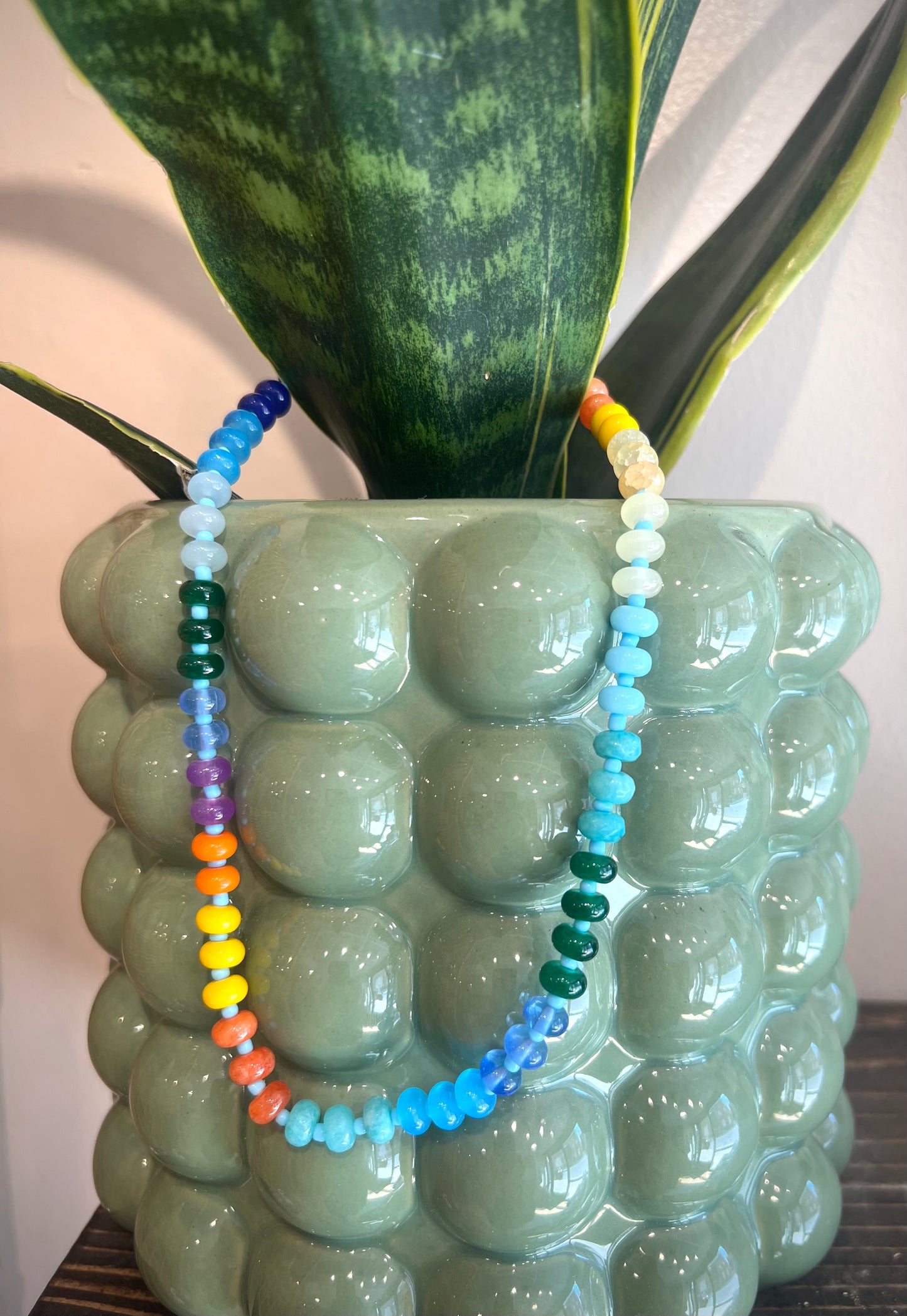 Multi + blue accent / "Candy" Stone Necklace