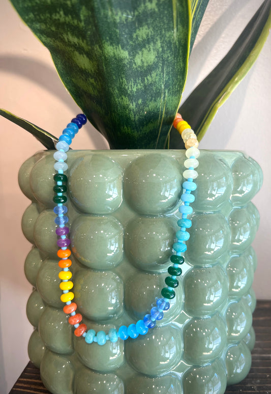 Multi + blue accent / "Candy" Stone Necklace