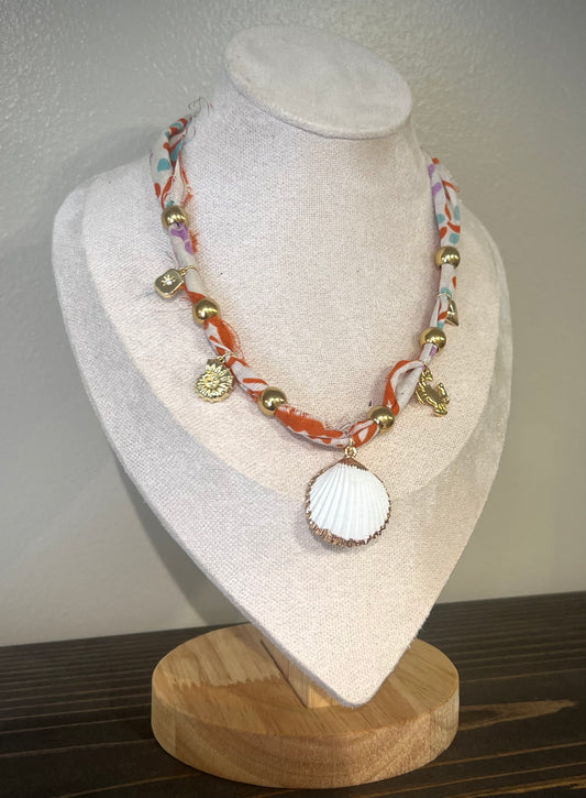 Bandana Necklace / Beachy Orange & Blue