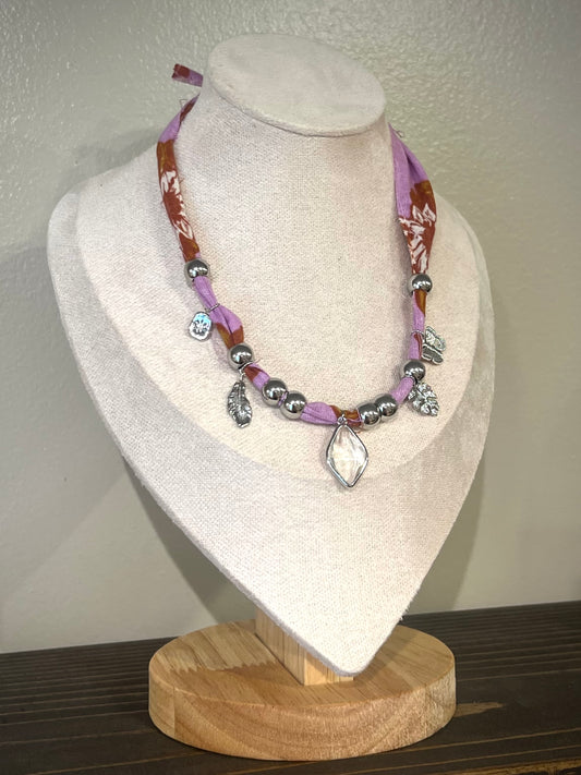 Bandana Necklace / Burnt Orange & Lavender