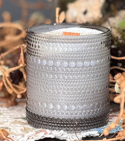 Hobnail Glass Candle / Smokey Oak Moss