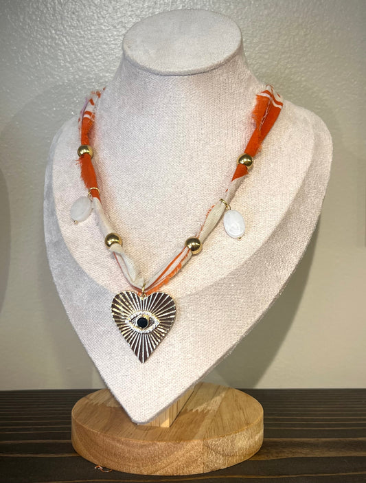 Bandana Necklace / orange & tan