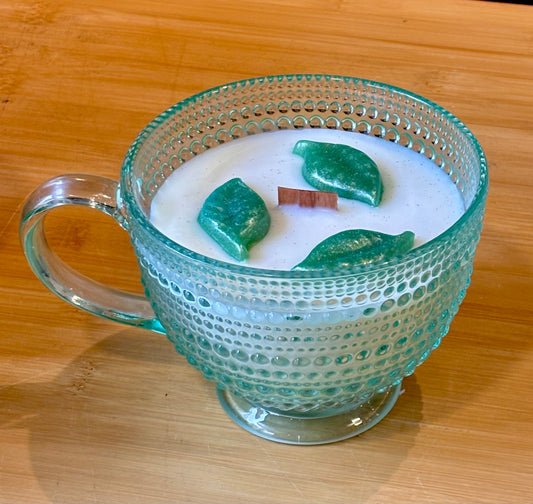 Green Tea Hobnail Glass / 14oz