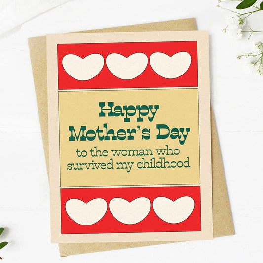 "To the woman who survived my childhood" Mother's Day Card