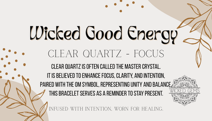 Clear Quartz/Focus Gemstone Bracelet