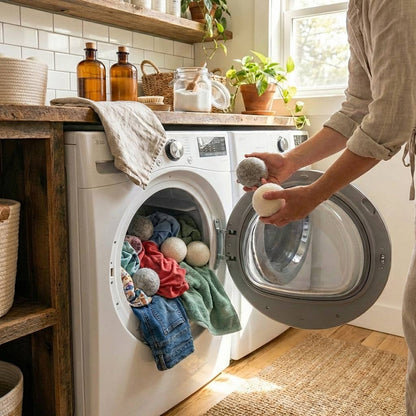 Set of 6 Organic Wool Dryer Balls / White