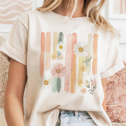 Daisy Brushstroke Graphic Tee / Cream
