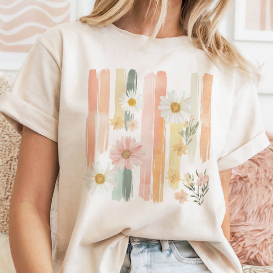 Daisy Brushstroke Graphic Tee / Cream