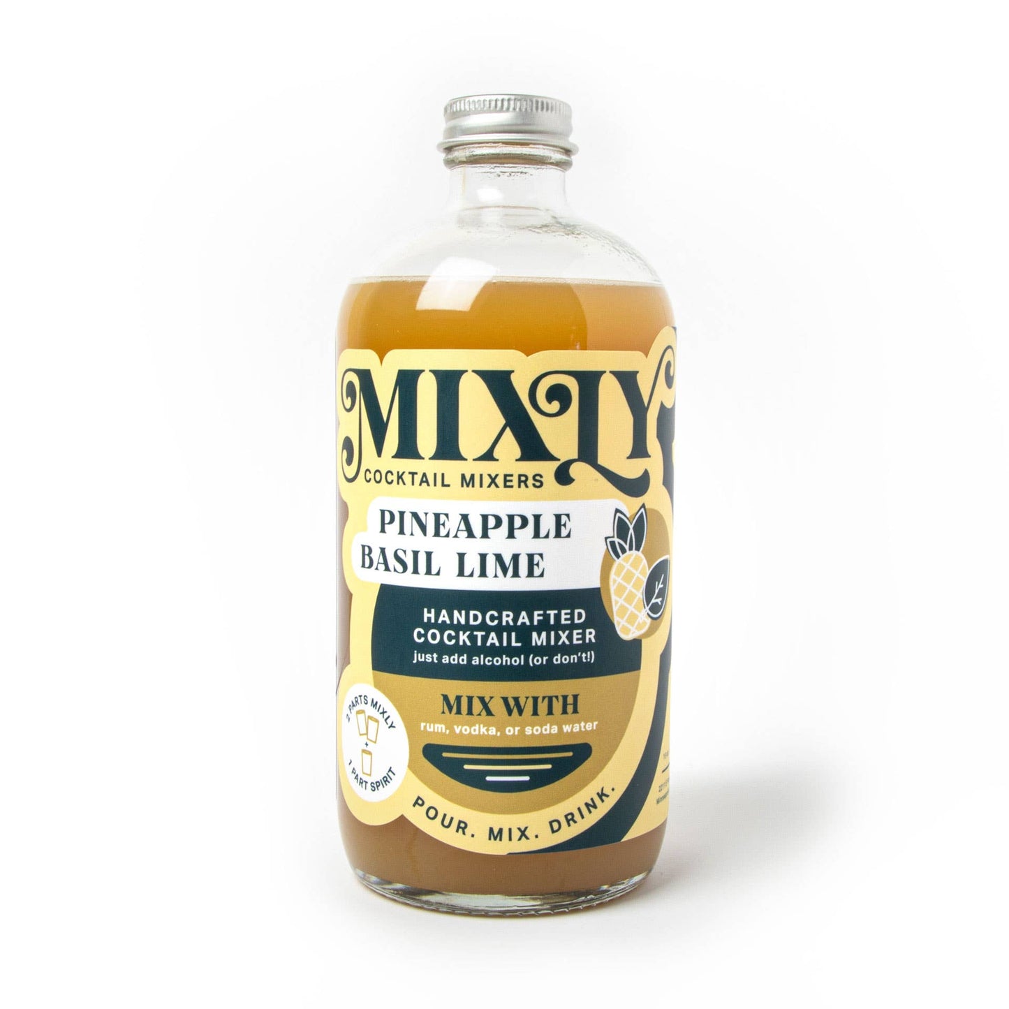 Pineapple Basil Lime Cocktail / Mocktail Beverage Mixer 16oz