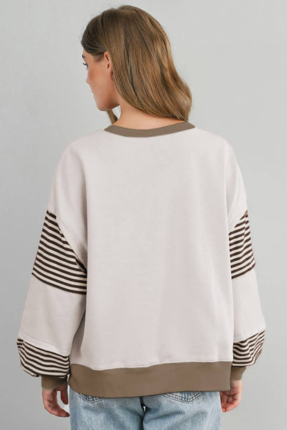Stripe Colorblock Patch Sweatshirt