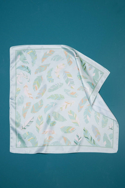 Silky Leaf Print Bandana Scarf